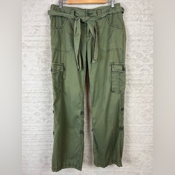 EXPRESS Olive Green Cargo Pants with Belt Size 10 Casual - Picture 1 of 12